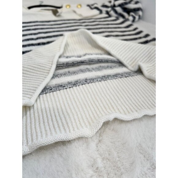 New J Crew Size M Relaxed linen-blend beach sweater in stripe with gold buttons - Picture 8 of 13